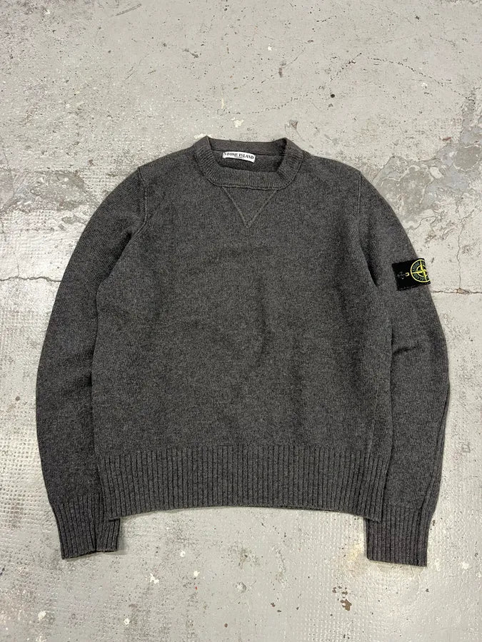 2000s Stone Island Grey Wool Minimalist Sweater RygARQF 0