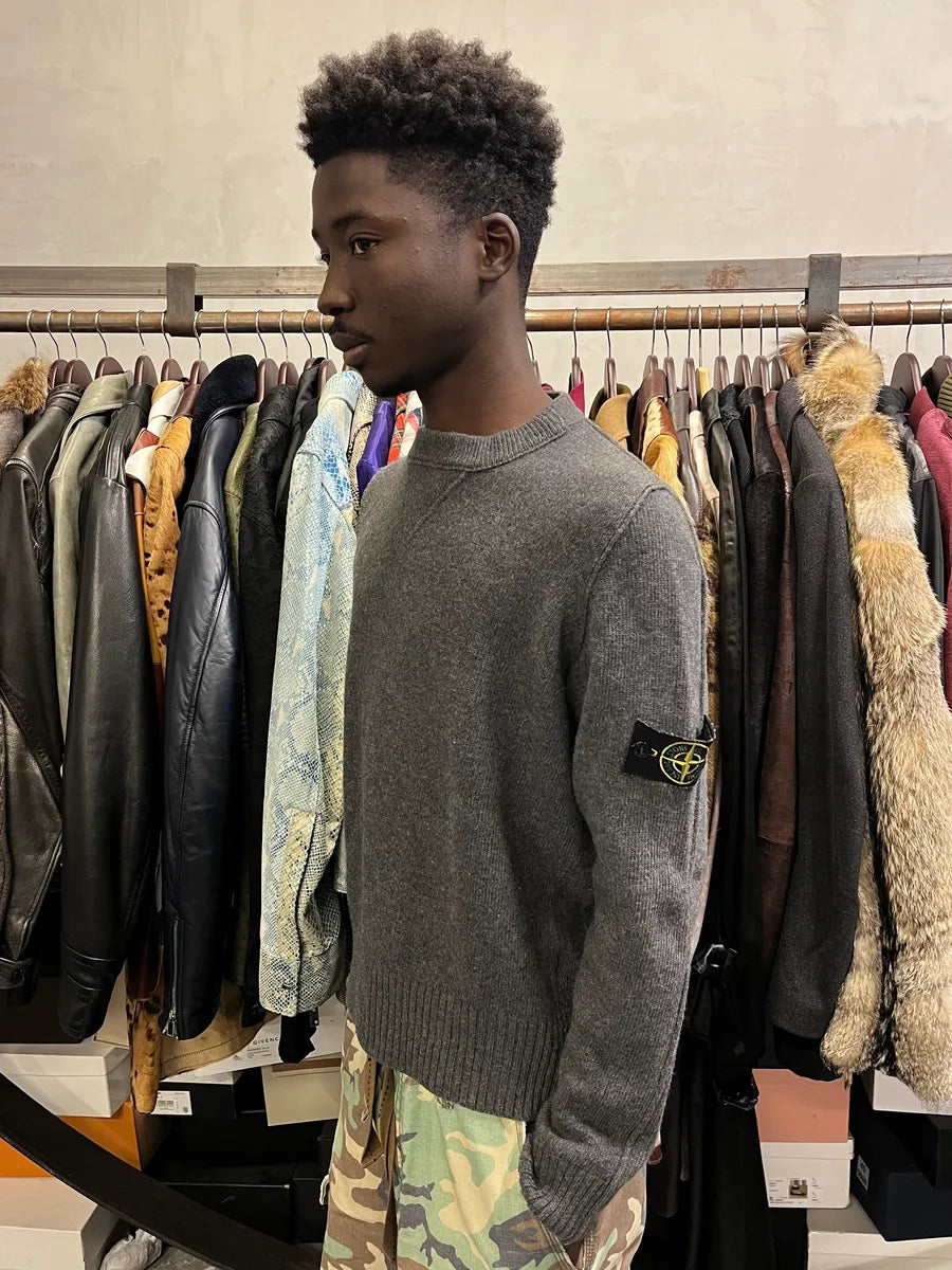 2000s Stone Island Grey Wool Minimalist Sweater RygARQF 2