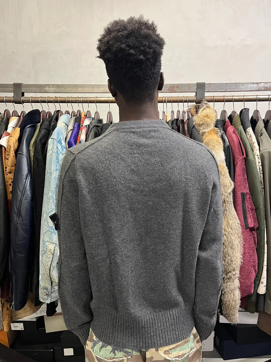 2000s Stone Island Grey Wool Minimalist Sweater RygARQF 3