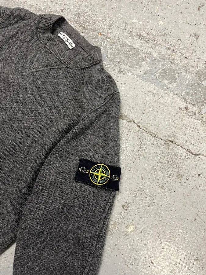 2000s Stone Island Grey Wool Minimalist Sweater RygARQF 4