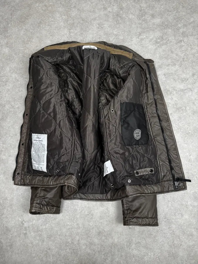2000s Stone Island Mussola Gommata Brown Bomber Jacket WvFpZtA 6