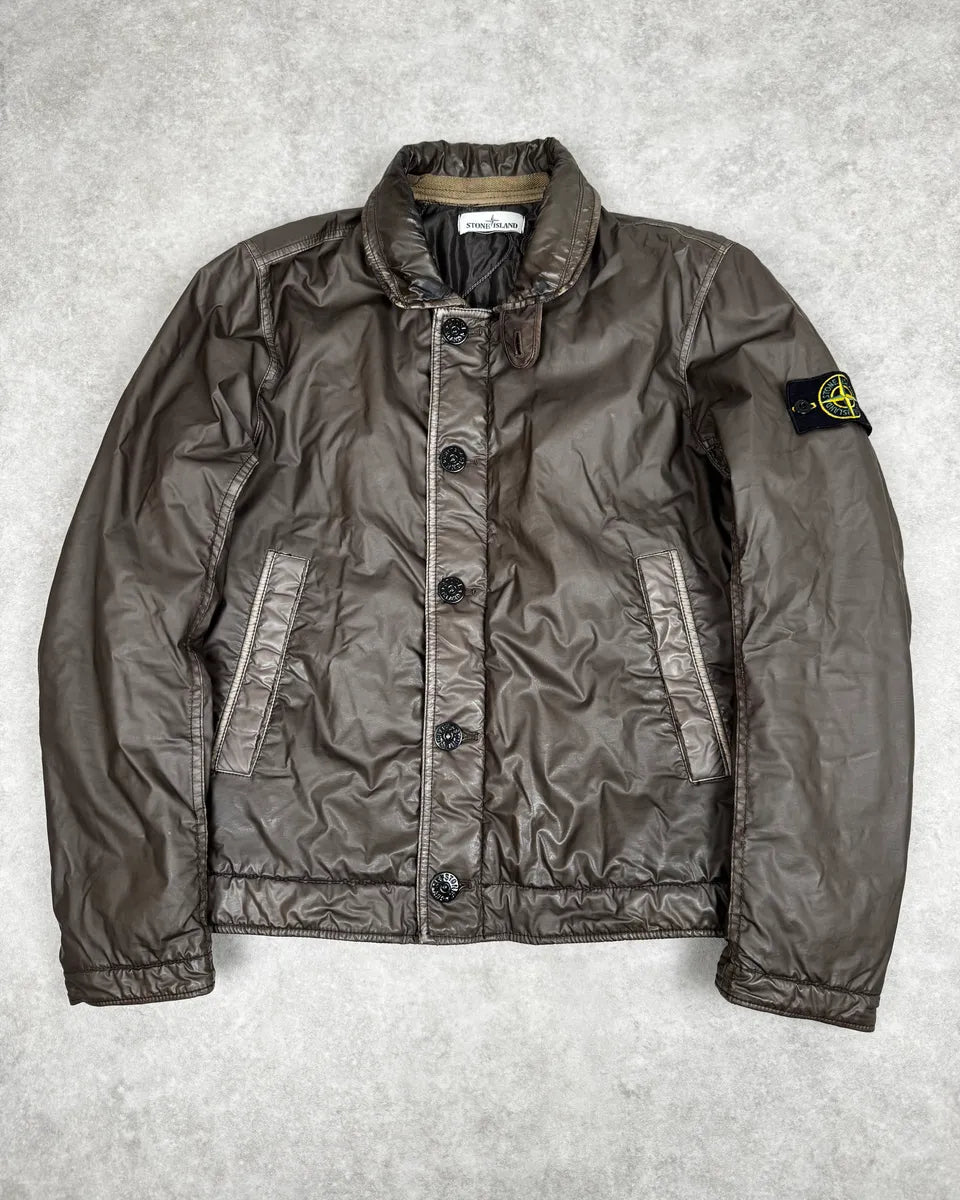 2000s Stone Island Mussola Gommata Brown Bomber Jacket WvFpZtA 0
