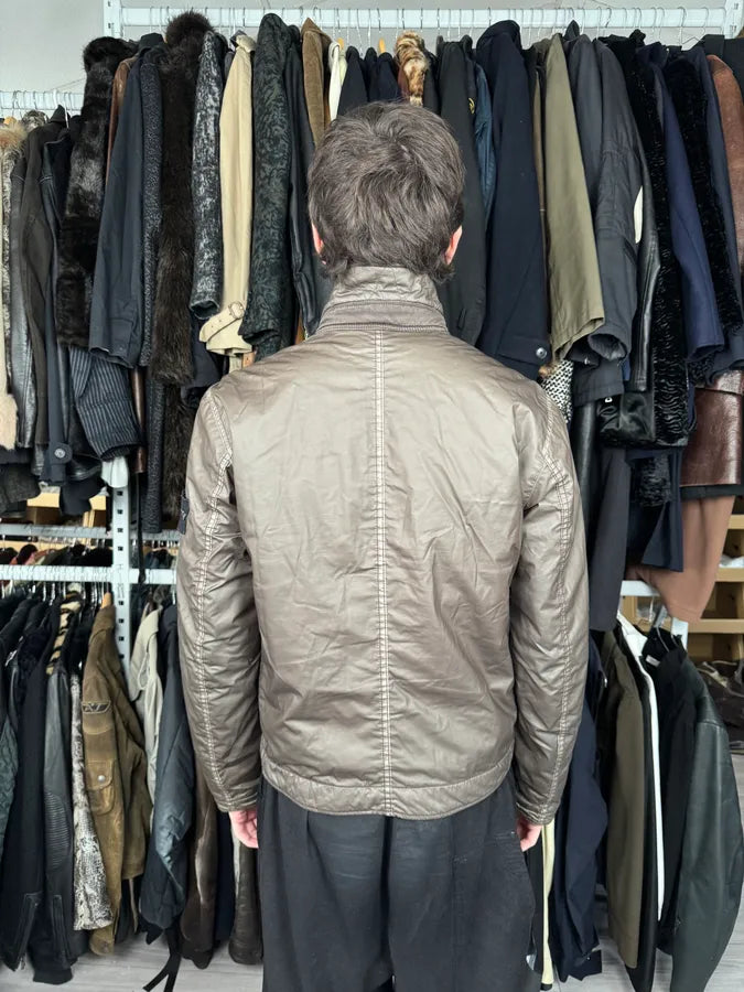 2000s Stone Island Mussola Gommata Brown Bomber Jacket WvFpZtA 4