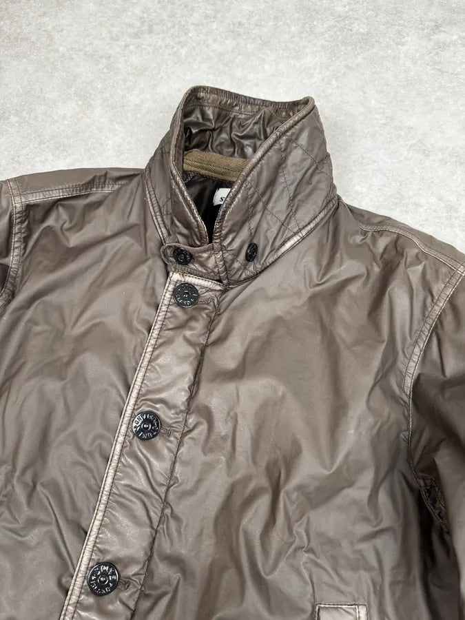 2000s Stone Island Mussola Gommata Brown Bomber Jacket WvFpZtA 2