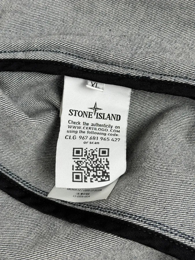 2000s Stone Island Navy Naval Denim Jacket bwmoHkN 12