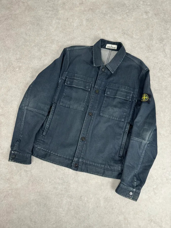 2000s Stone Island Navy Naval Denim Jacket bwmoHkN 4
