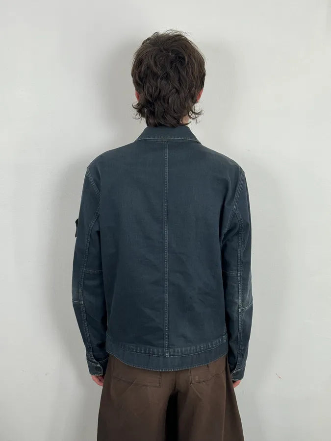 2000s Stone Island Navy Naval Denim Jacket bwmoHkN 3