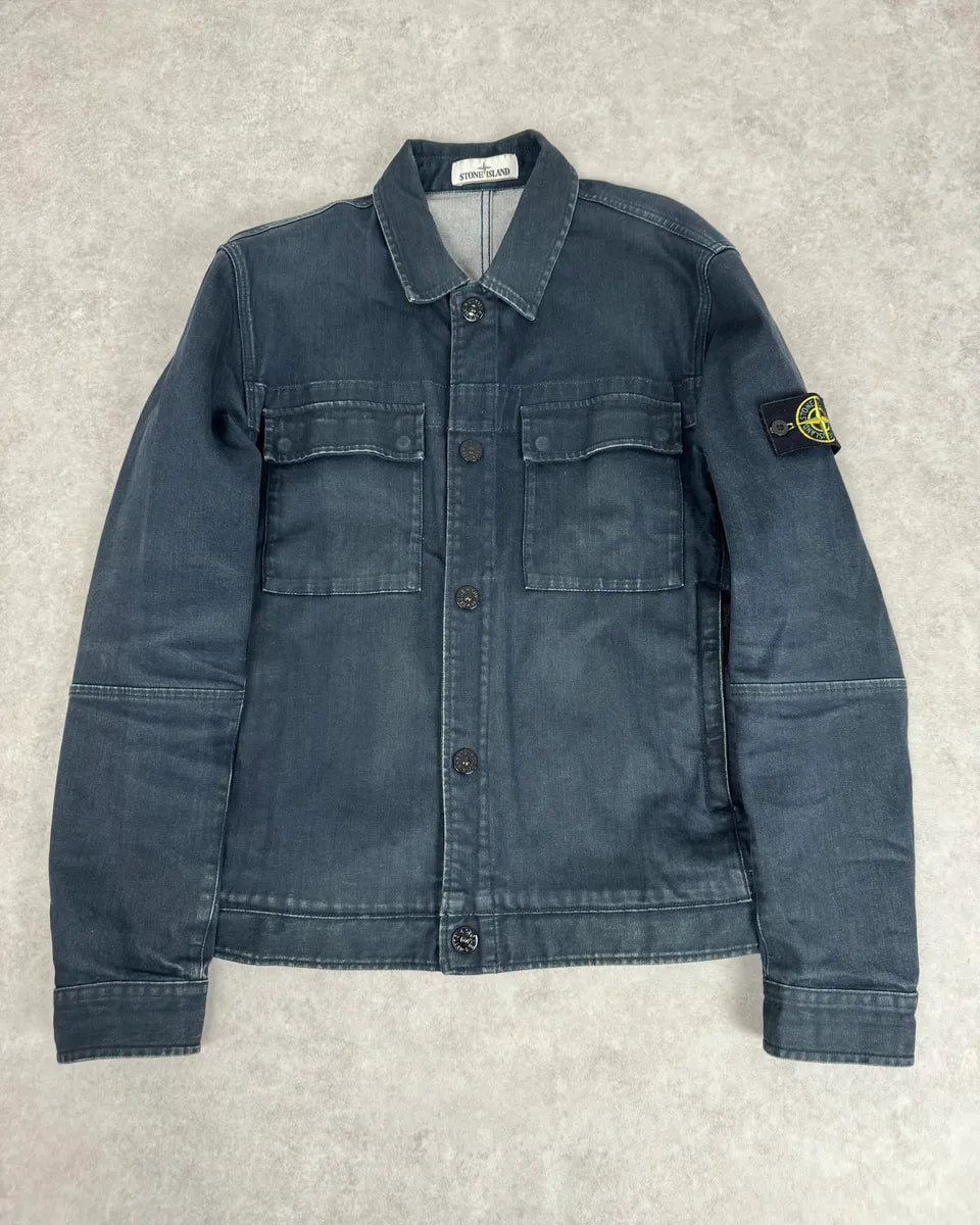 2000s Stone Island Navy Naval Denim Jacket bwmoHkN 0