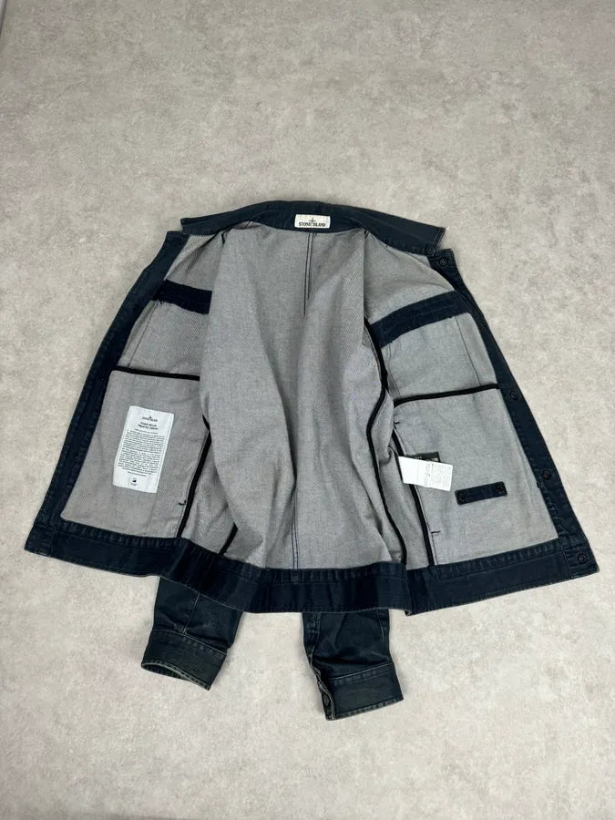 2000s Stone Island Navy Naval Denim Jacket bwmoHkN 8