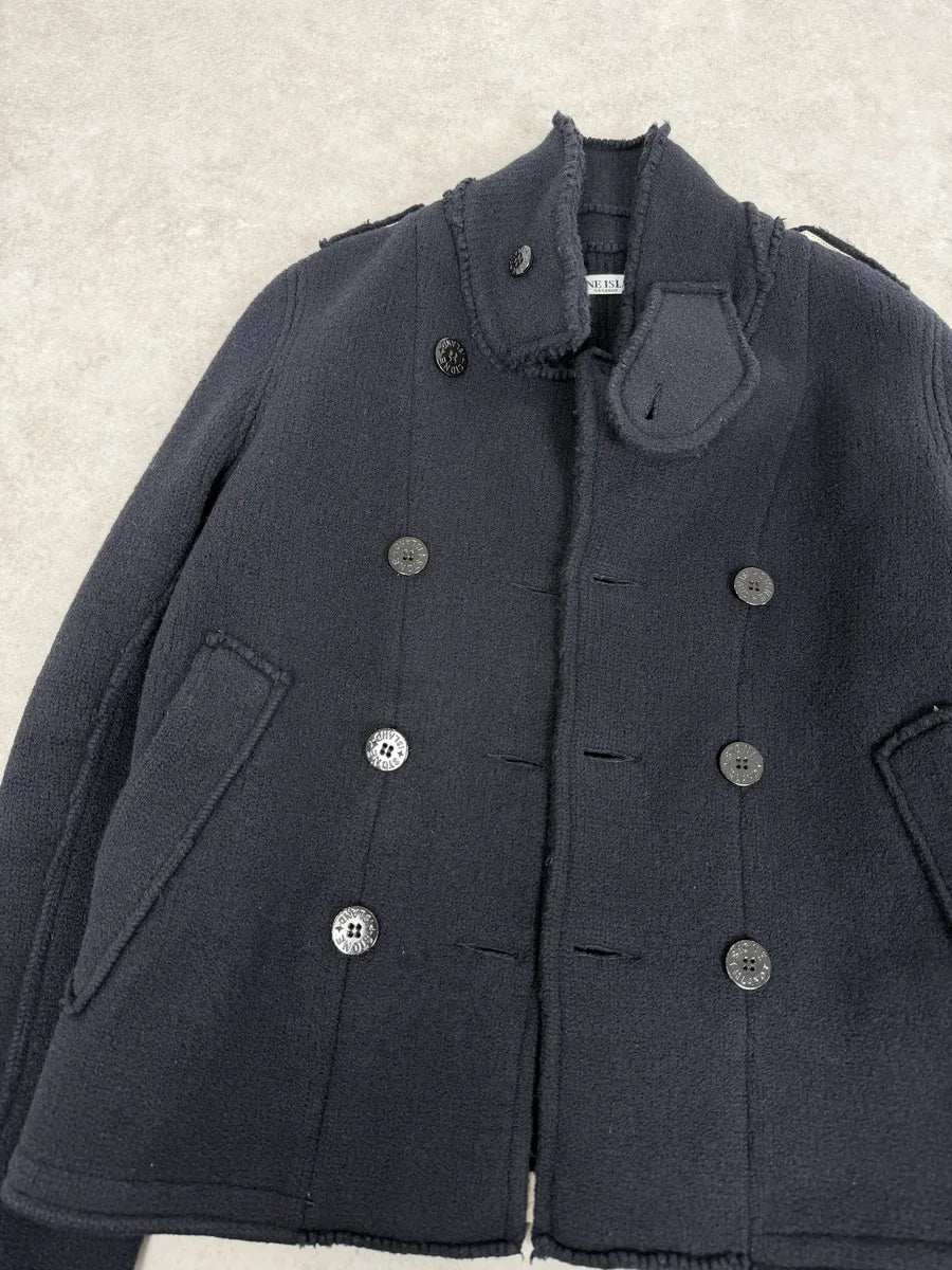 2000s Stone Island Navy Wool Officer Caban Jacket qiLytLk 8