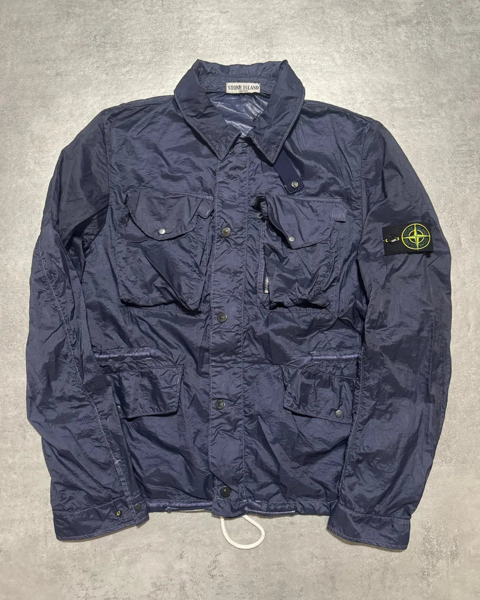 2000s Stone Island Nylon Navy Light Tactical Cargo Jacket (S/M) 0