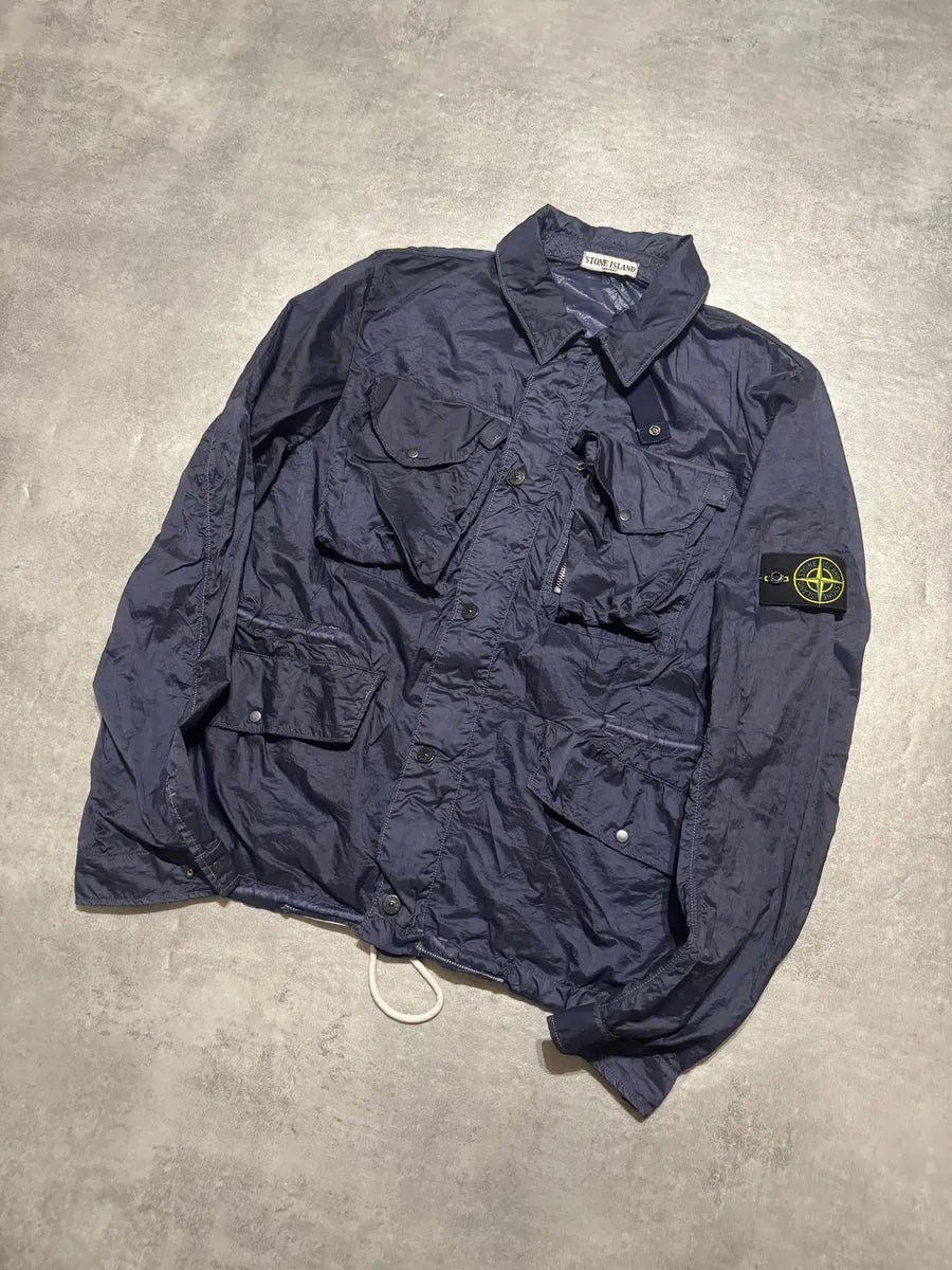 2000s Stone Island Nylon Navy Light Tactical Cargo Jacket (S/M) 4