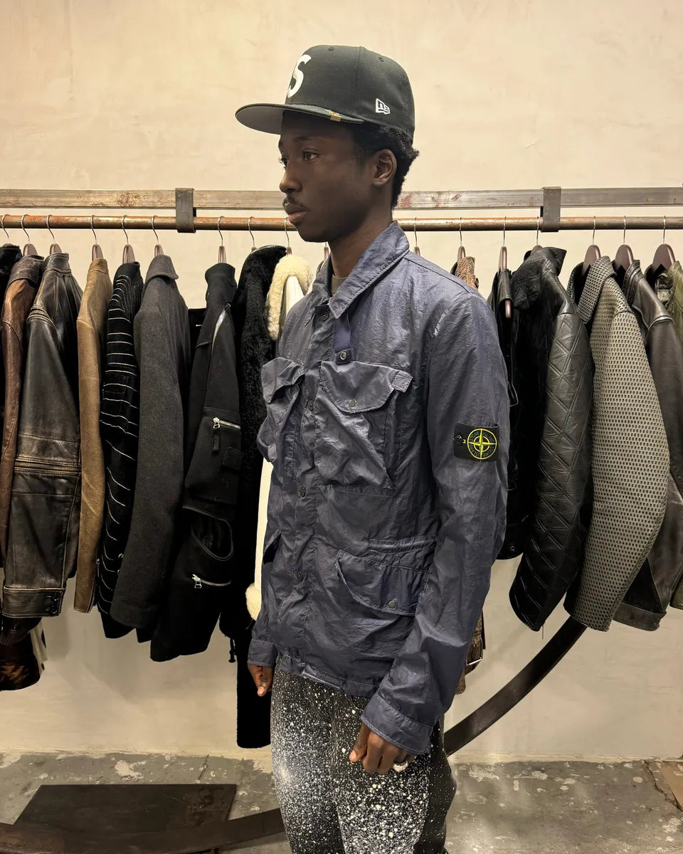 2000s Stone Island Nylon Navy Light Tactical Cargo Jacket (S/M) 9