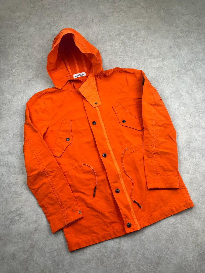 2000s Stone Island Orange Multi-Pocket Parka Windbreaker Jacket UEpDWNC 4