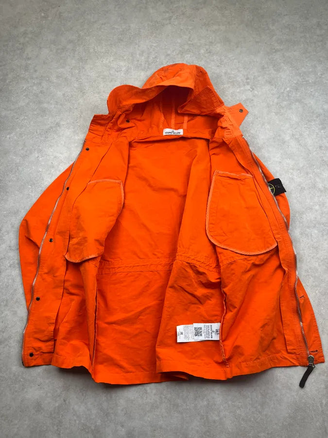 2000s Stone Island Orange Multi-Pocket Parka Windbreaker Jacket UEpDWNC 10