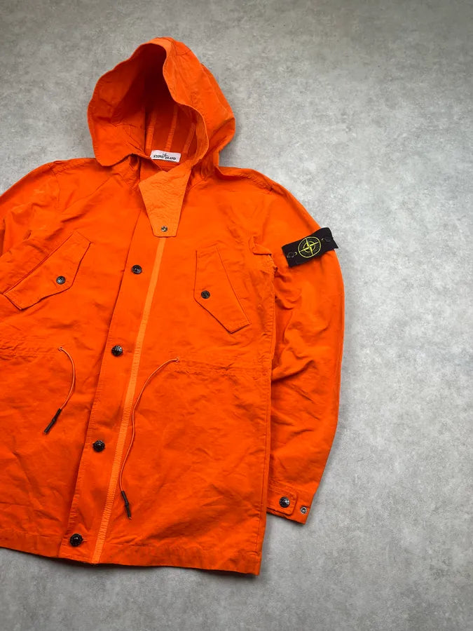 2000s Stone Island Orange Multi-Pocket Parka Windbreaker Jacket UEpDWNC 9