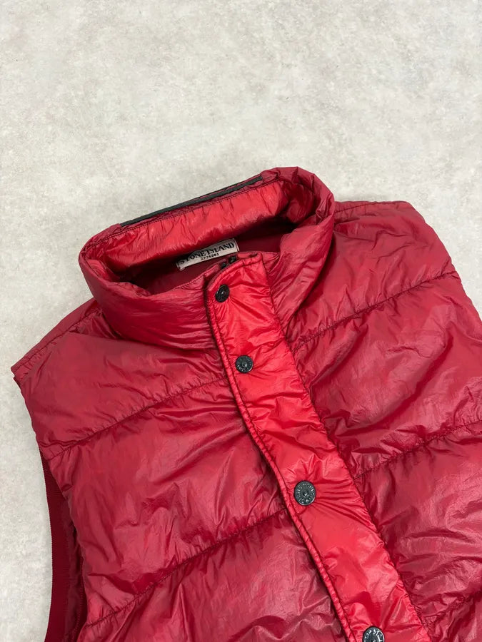 2000s Stone Island Down Red Nylon Quilted Vest Jacket mGnfxOv 5