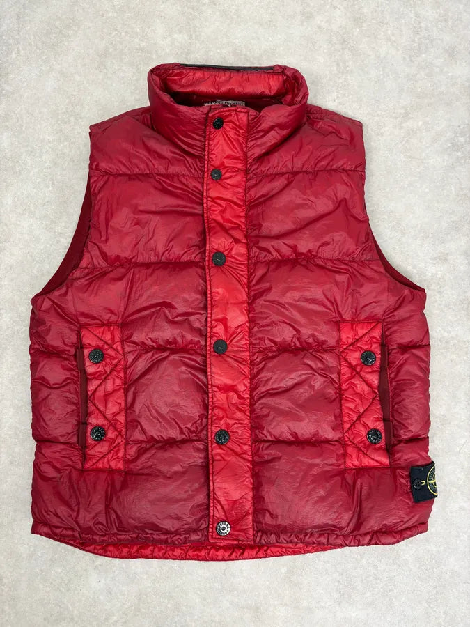 2000s Stone Island Down Red Nylon Quilted Vest Jacket mGnfxOv 0