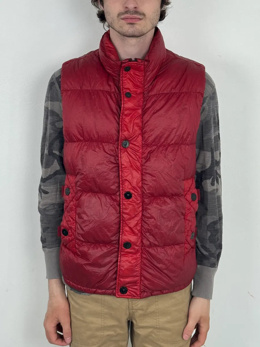 2000s Stone Island Down Red Nylon Quilted Vest Jacket mGnfxOv 1