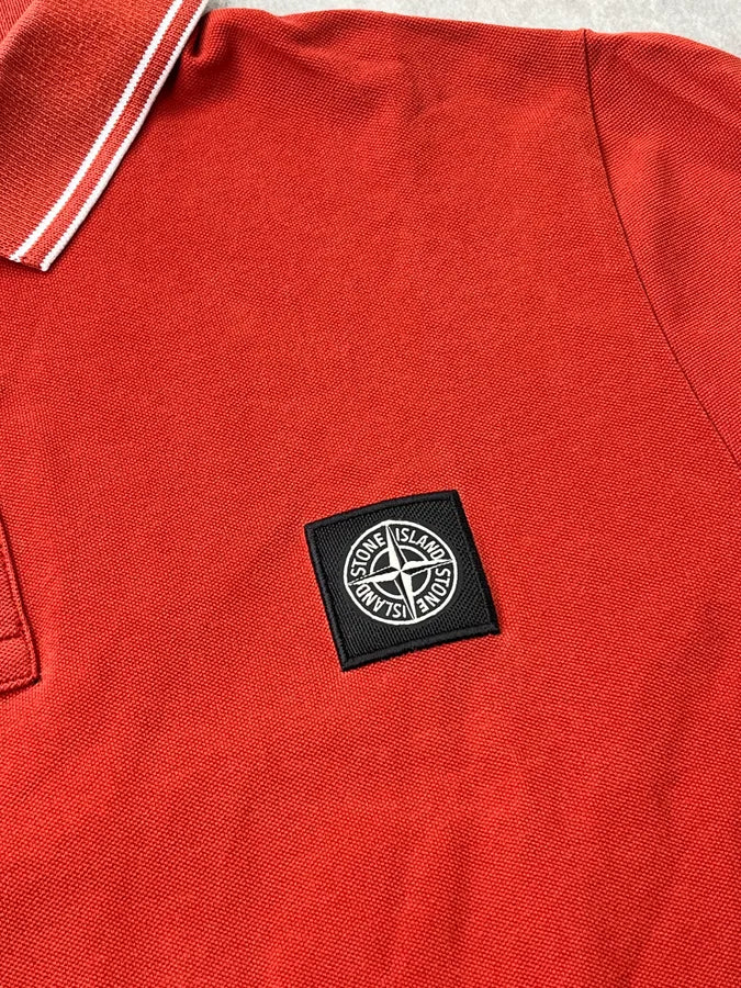 2000s Stone Island Red Polo Shirt PuUqsFE 4