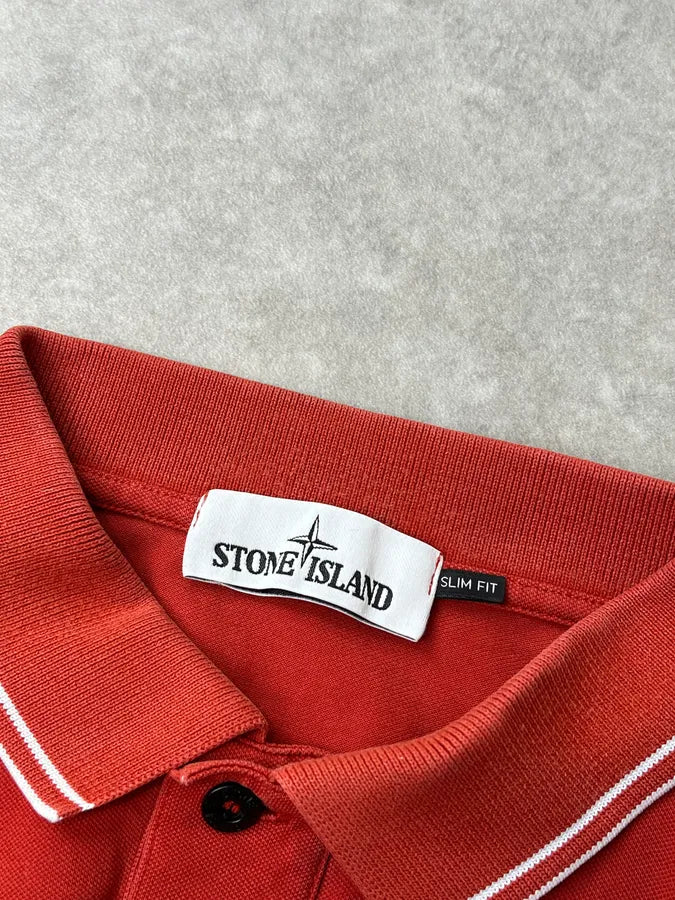 2000s Stone Island Red Polo Shirt PuUqsFE 8