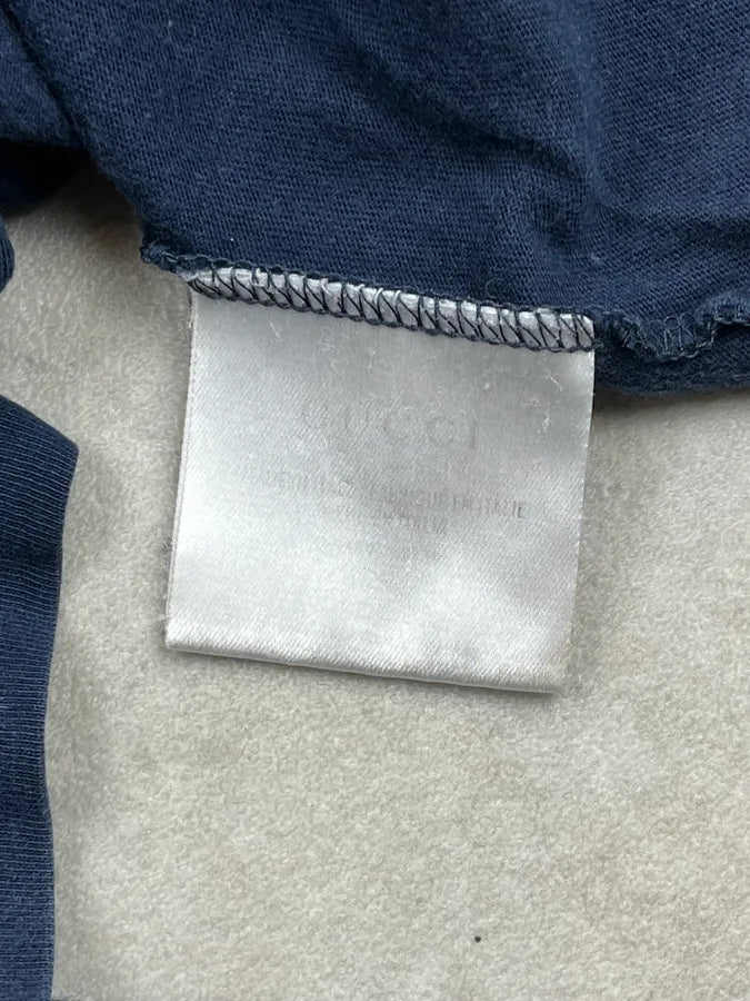 2000s Gucci Navy Double G Logo Print T-Shirt bUynsXD 8