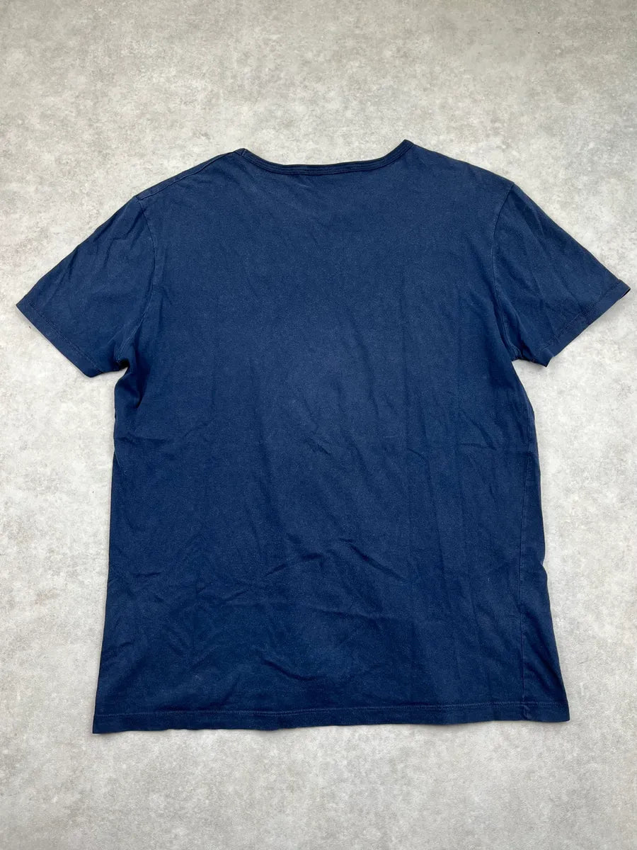 2000s Gucci Navy Double G Logo Print T-Shirt bUynsXD 4
