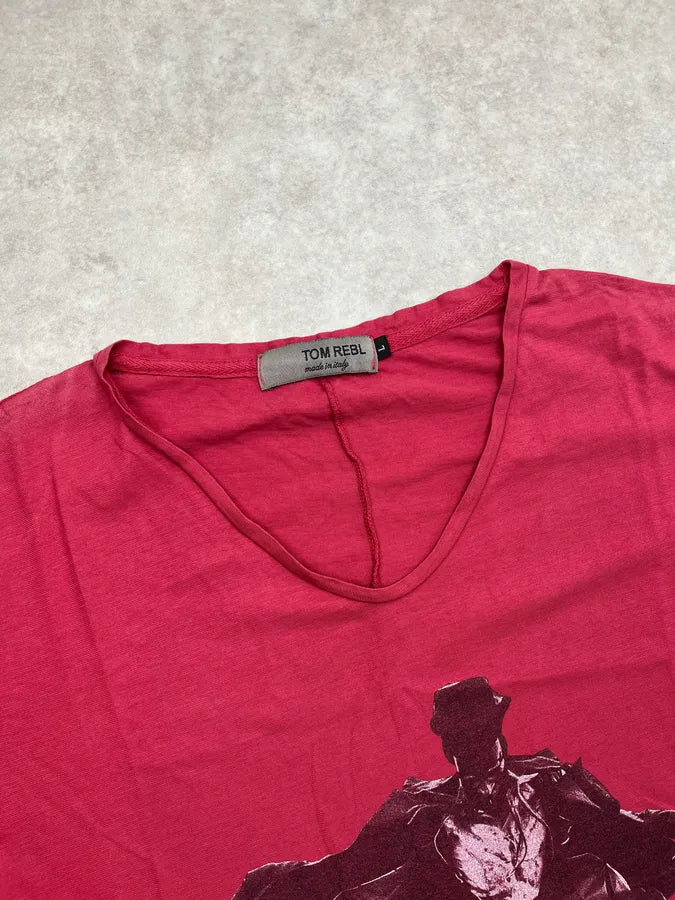 2000s Tom Rebl Red Magician Print T Shirt uYBRYFQ 3