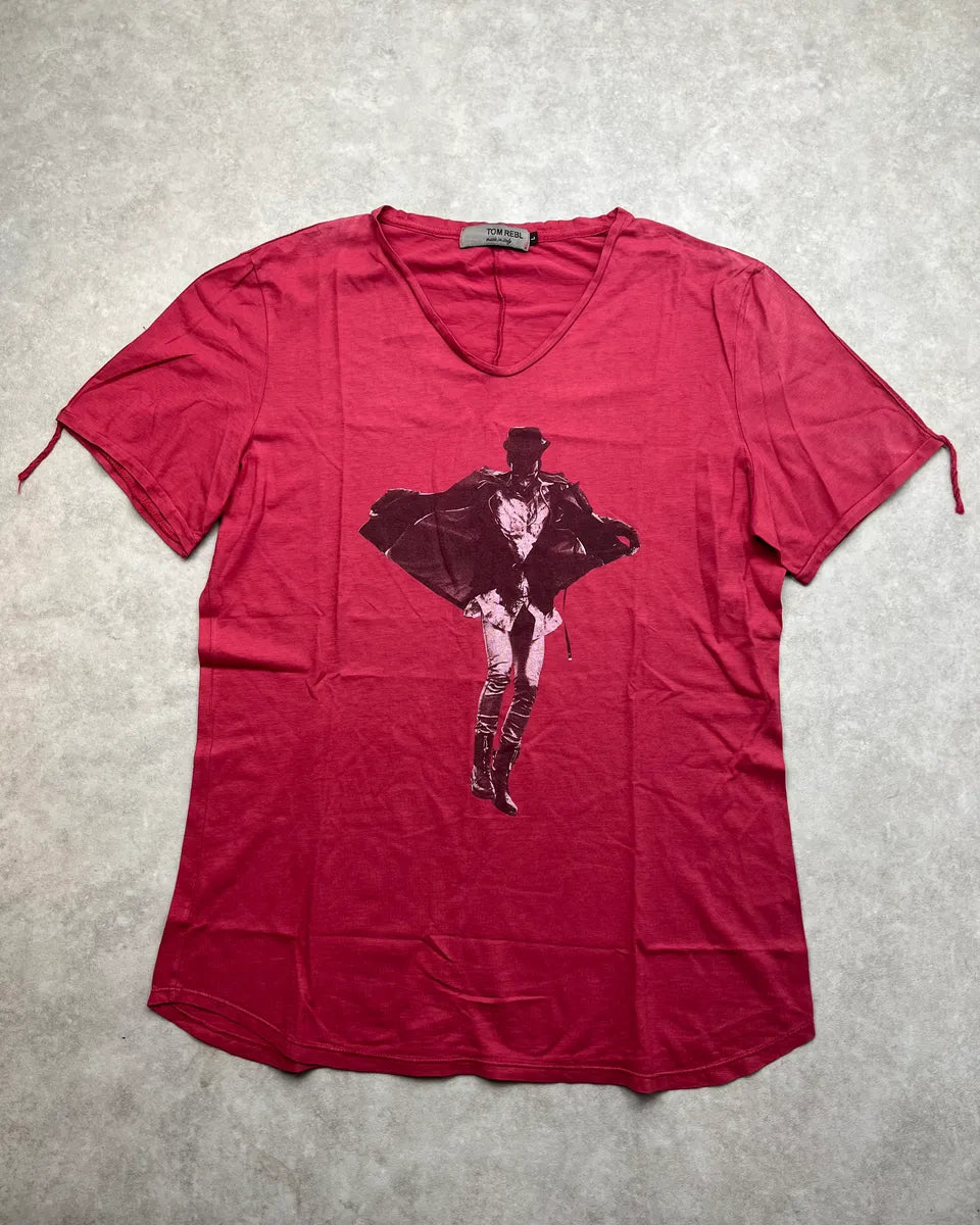 2000s Tom Rebl Red Magician Print T Shirt uYBRYFQ 0