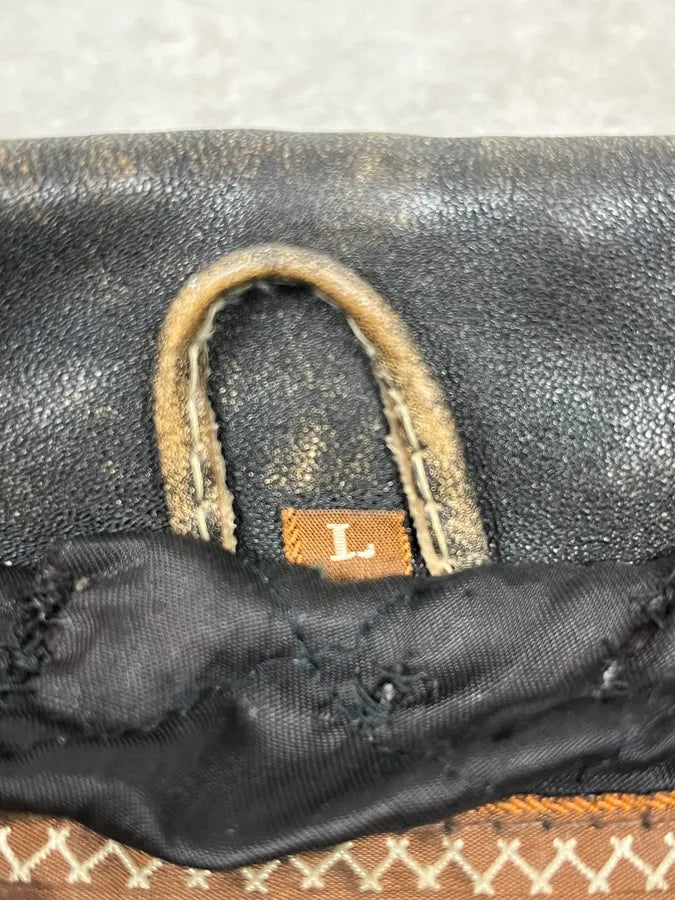 2000s Unlimited Archive Grey Eroded Leather Patina Trucker Jacket lCbWwyt 11