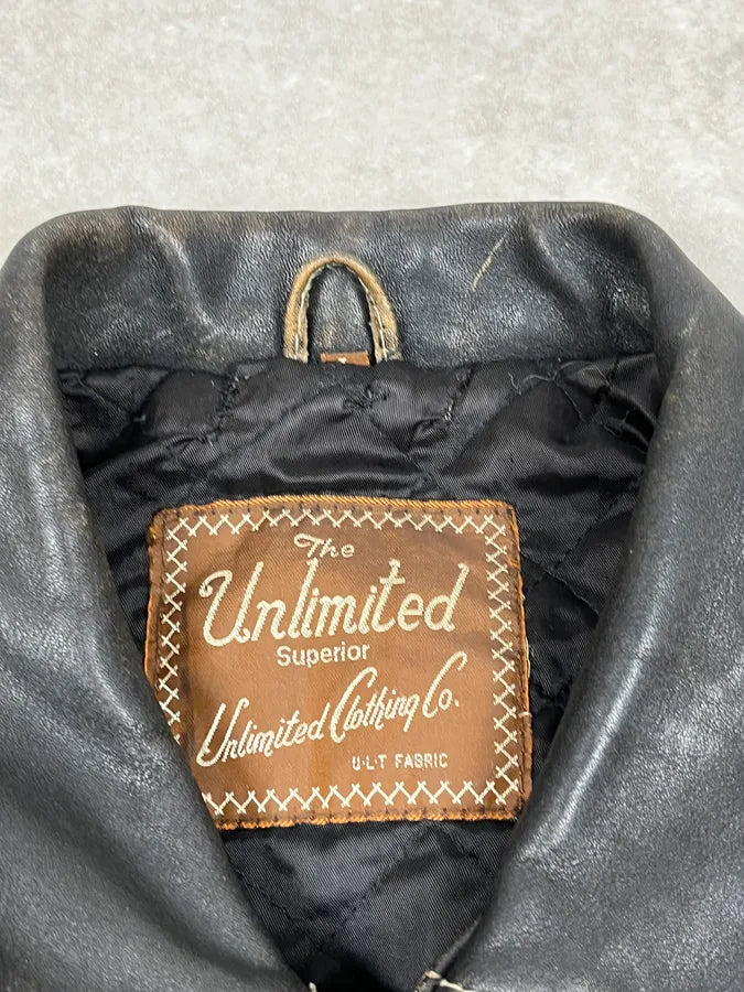 2000s Unlimited Archive Grey Eroded Leather Patina Trucker Jacket lCbWwyt 9