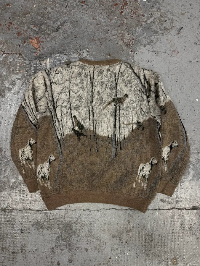 1990s Valentino Calm Fall Forest Cream Beige Sweater rJyXkIV 3