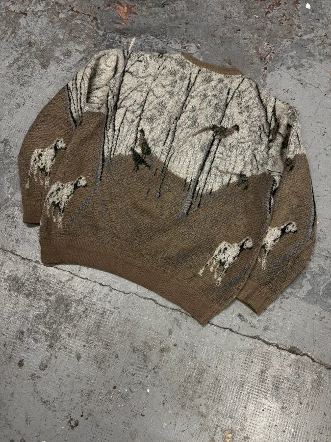 1990s Valentino Calm Fall Forest Cream Beige Sweater rJyXkIV 5