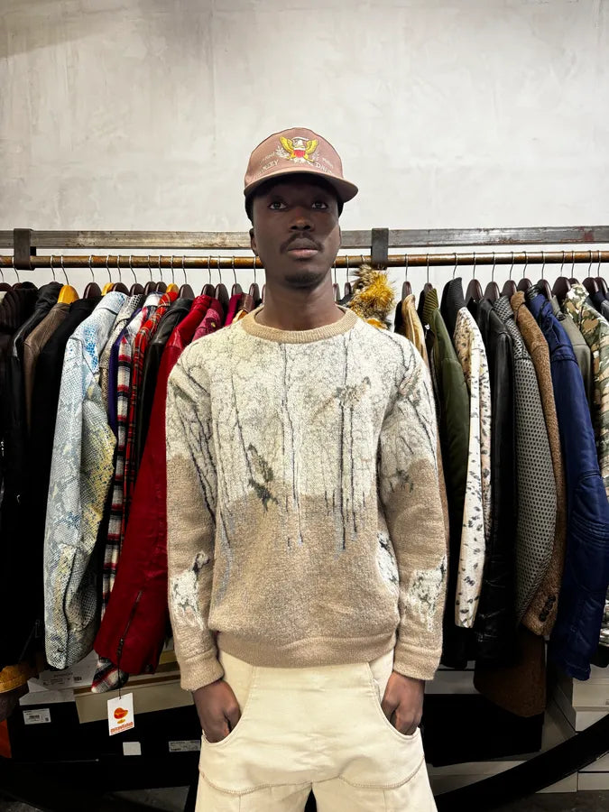 1990s Valentino Calm Fall Forest Cream Beige Sweater rJyXkIV 1