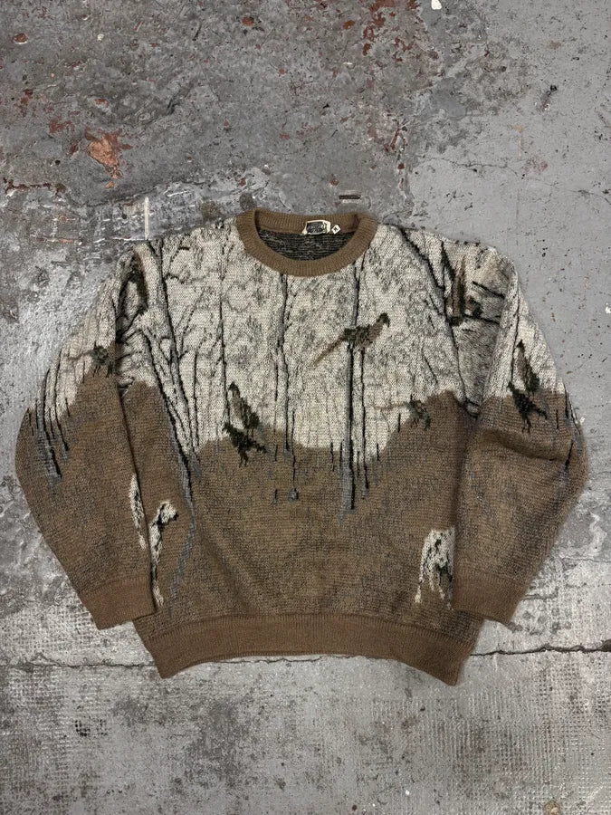 1990s Valentino Calm Fall Forest Cream Beige Sweater rJyXkIV 0