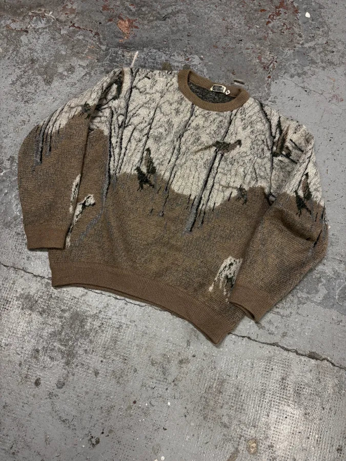 1990s Valentino Calm Fall Forest Cream Beige Sweater rJyXkIV 2