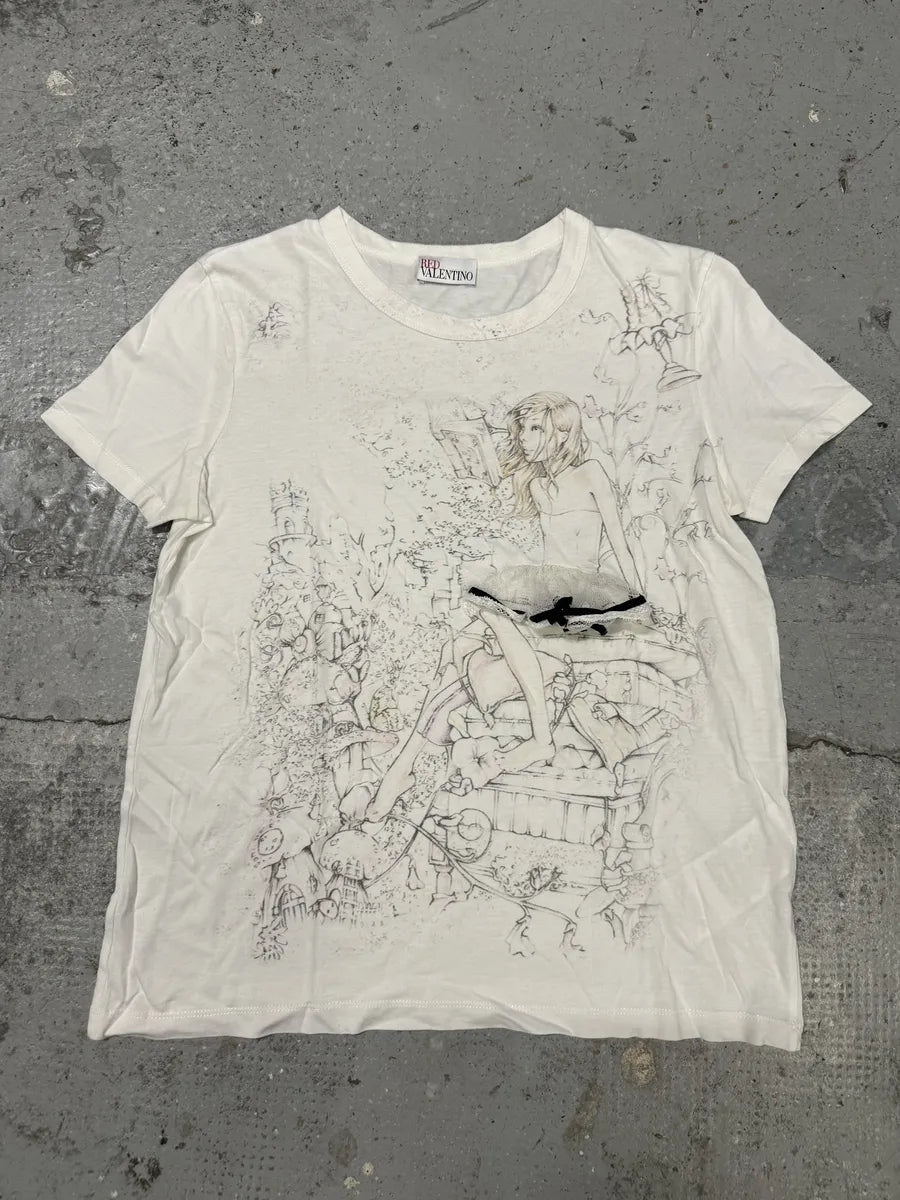 2000s Valentino Alice 3D Skirt White T-Shirt aufHHAa 0