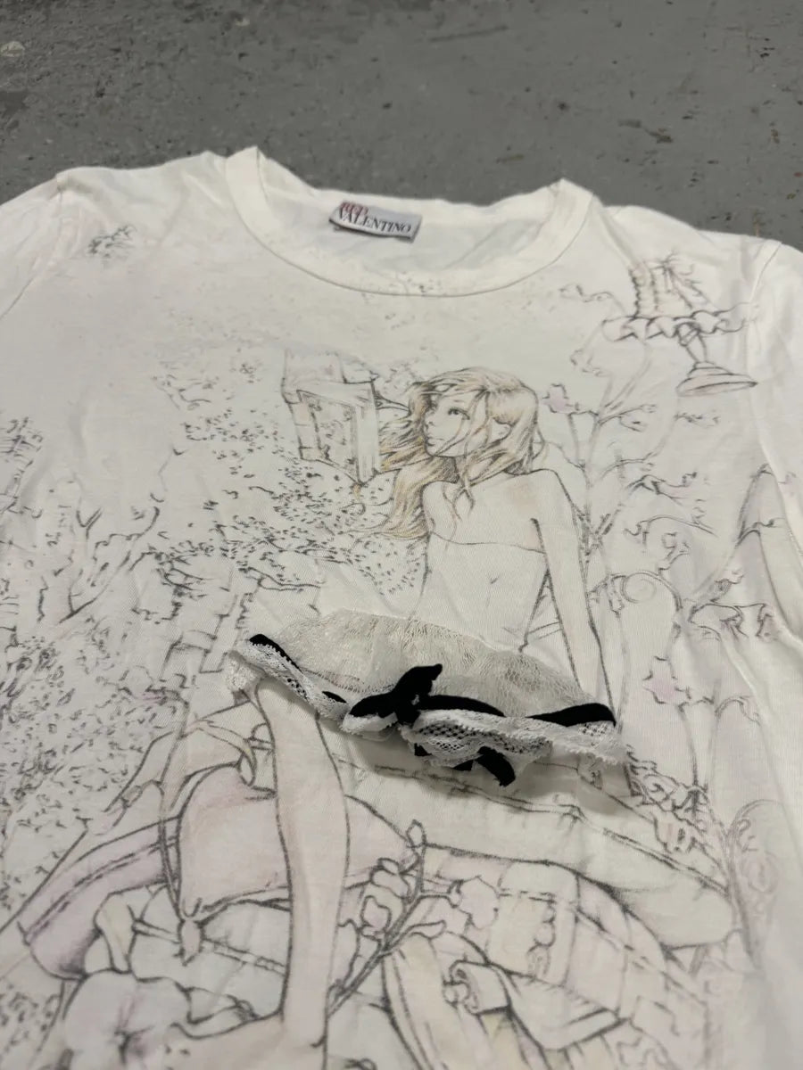 2000s Valentino Alice 3D Skirt White T-Shirt aufHHAa 4