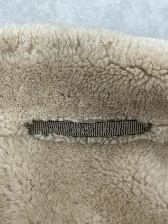 2000s Valentino Beige Shearling Leather Jacket aGIZEEA 11