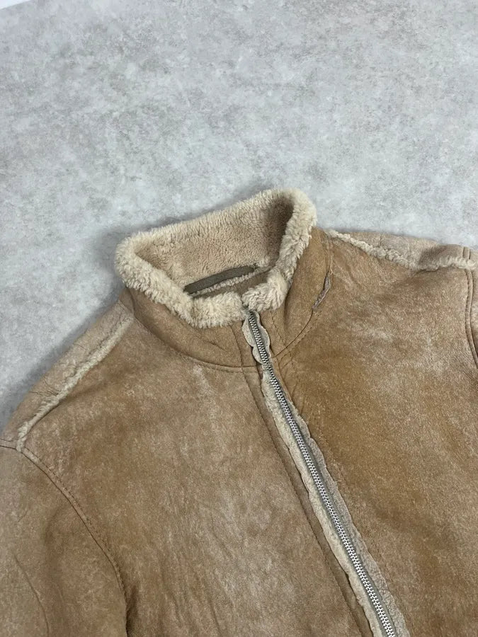 2000s Valentino Beige Shearling Leather Jacket aGIZEEA 4