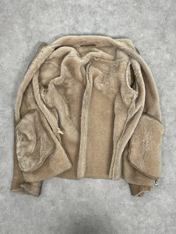 2000s Valentino Beige Shearling Leather Jacket aGIZEEA 7