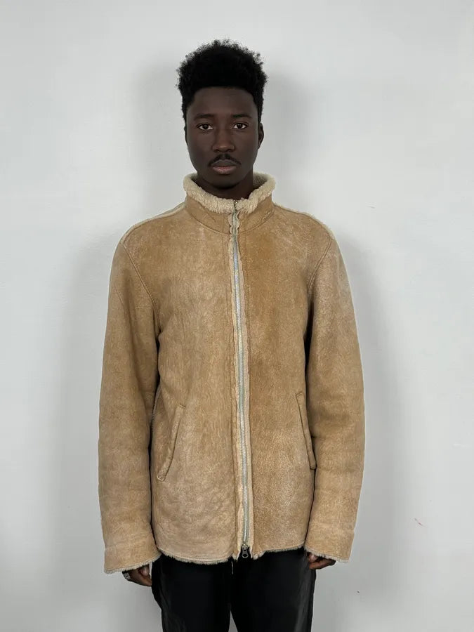 2000s Valentino Beige Shearling Leather Jacket aGIZEEA 1