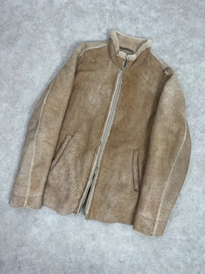 2000s Valentino Beige Shearling Leather Jacket aGIZEEA 3