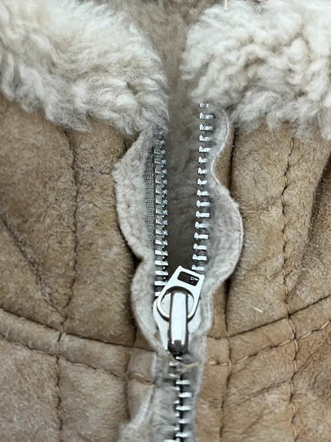 2000s Valentino Beige Shearling Leather Jacket aGIZEEA 9