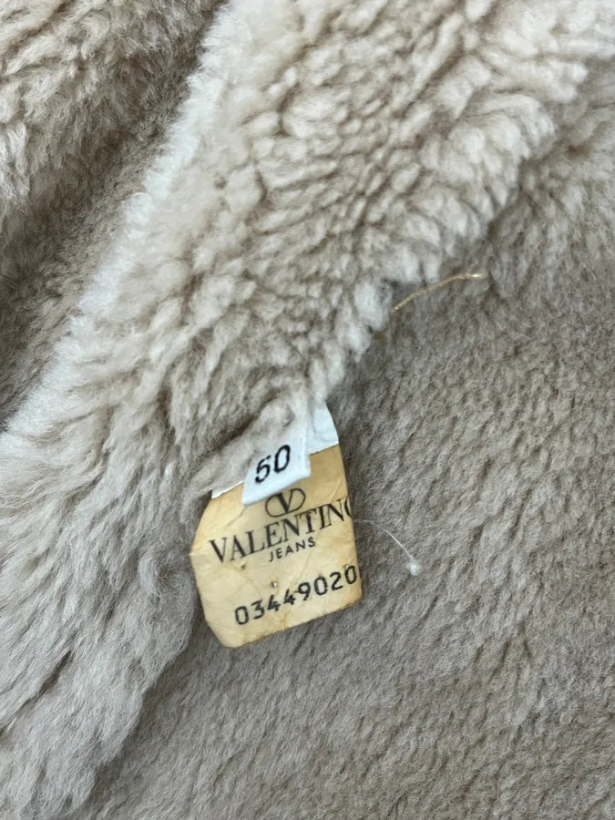 2000s Valentino Beige Shearling Leather Jacket aGIZEEA 10