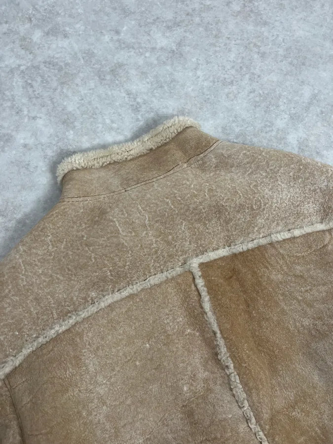 2000s Valentino Beige Shearling Leather Jacket aGIZEEA 6