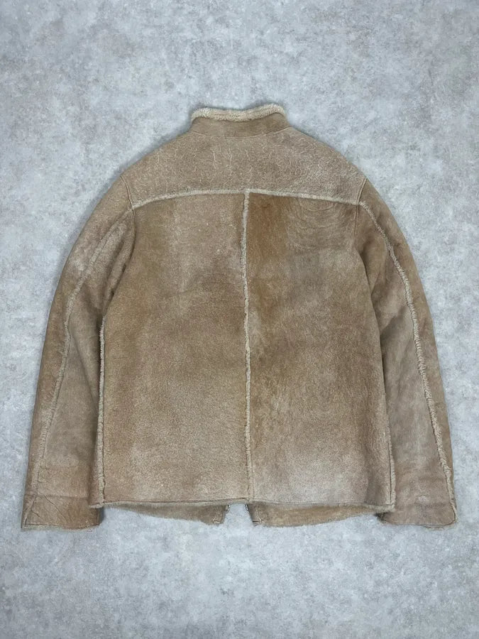 2000s Valentino Beige Shearling Leather Jacket aGIZEEA 5