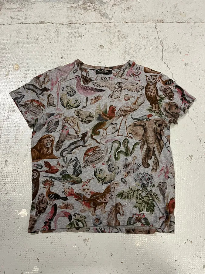 2000s Valentino Biodiversity Animals Grey T-Shirt DJOCCIS 0