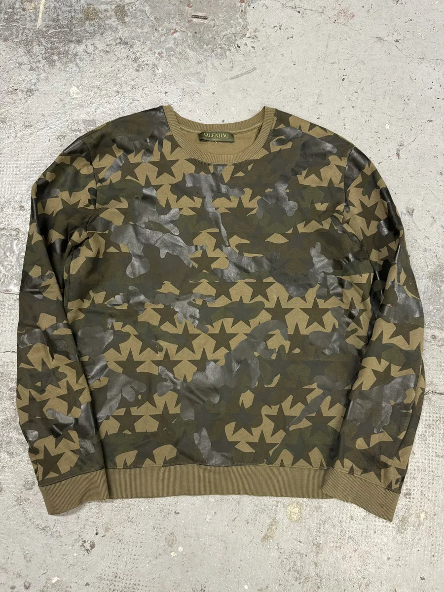 2000s Valentino Camo Stars Khaki Sweater FOBDDvZ 0