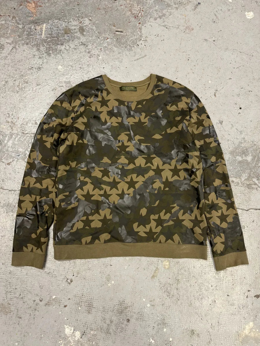2000s Valentino Camo Stars Khaki Sweater FOBDDvZ 1